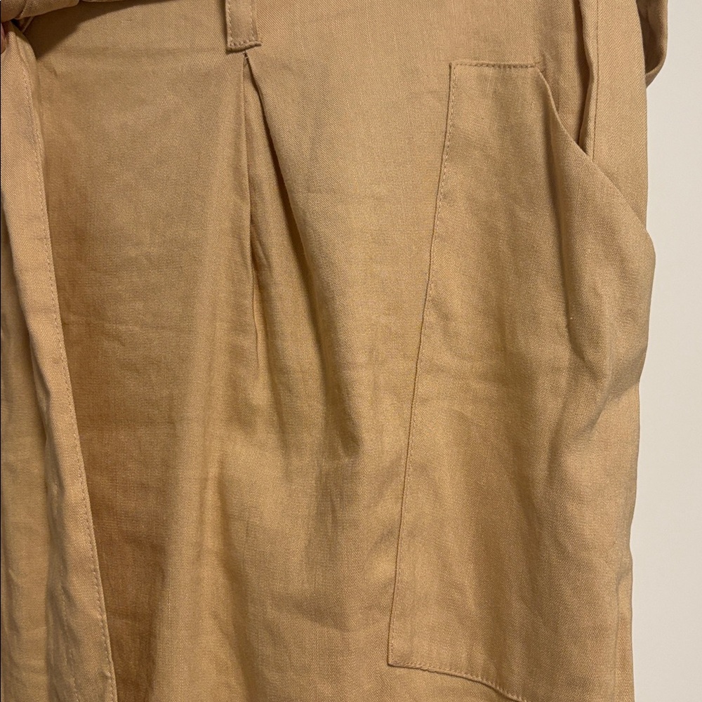 NWT [Calvin Klein] Khaki Deep Pocket Linen Cropped Pants Women’s Plus Sz 14W - Picture 6 of 11